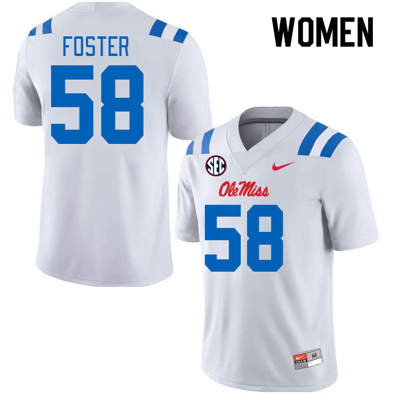 Women #58 Jude Foster Ole Miss Rebels 2024 New Uniforms College Football Jerseys Stitched-White